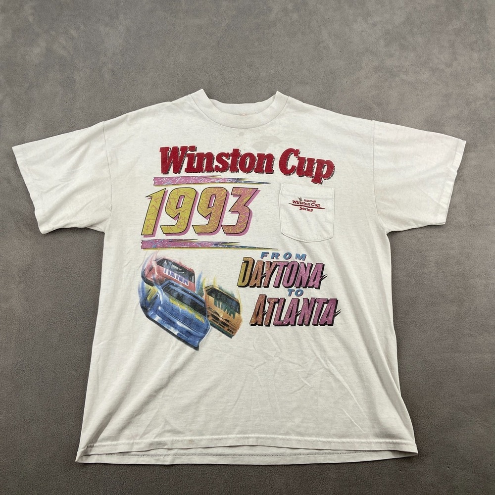 VTG 93' Winston Cup Series T Shirt Sz XL American Born NASCAR Daytona to Atlanta